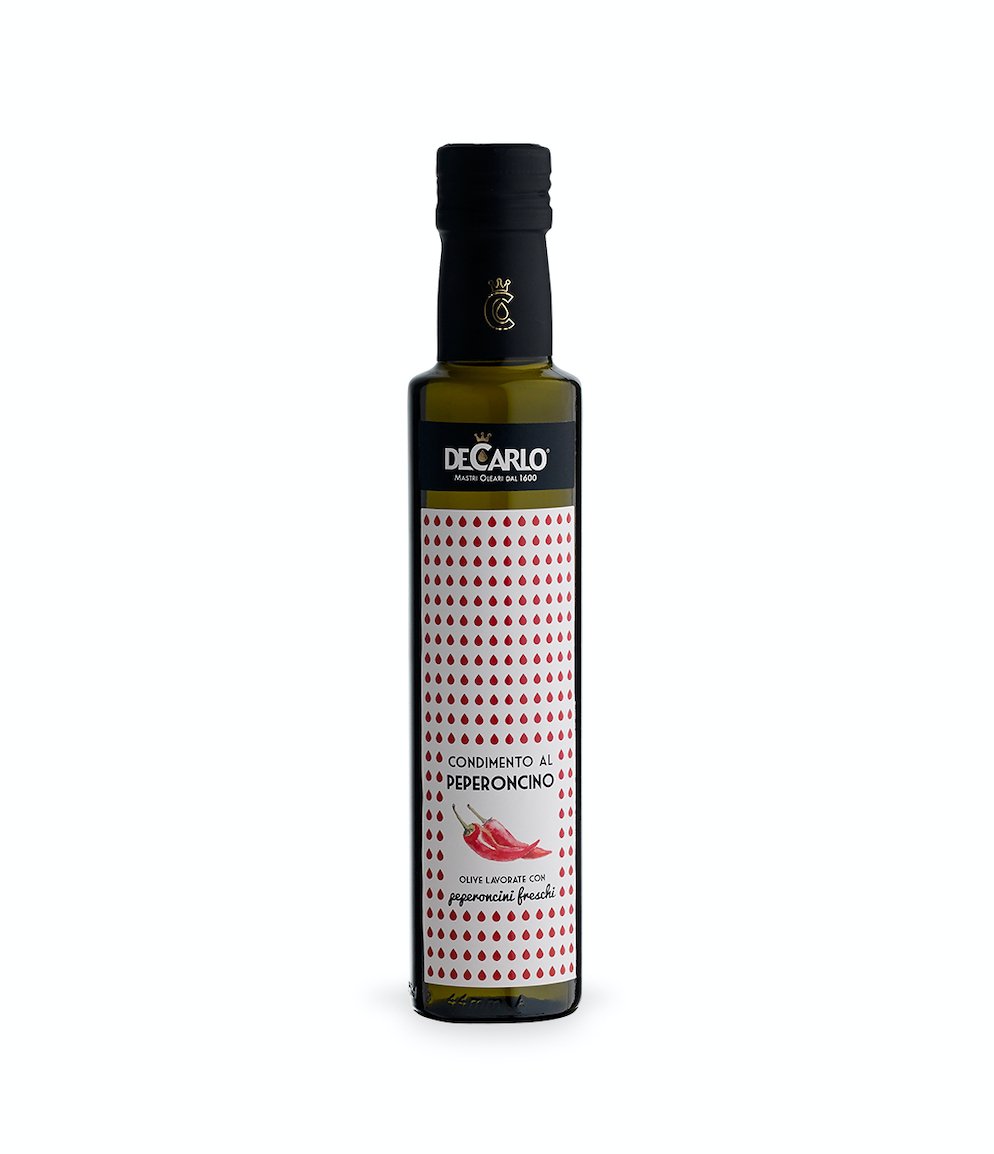 HUILE D'OLIVE EXTRA VIERGE AU PIMENT FORT - CIAO PASTA - POUILLES - PUGLIA - SPICY EXTRA VIRGIN OLIVE OIL - DE CARLO ITALY